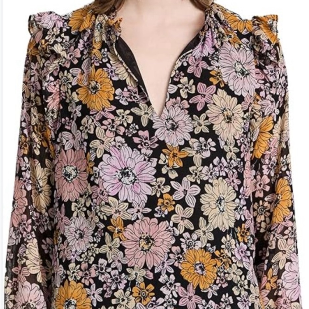 BB Dakota Floral Black and Pink Women's Top